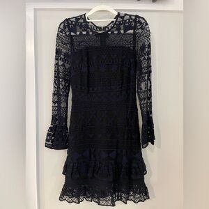 Parker Navy Lace Long Sleeve Dress